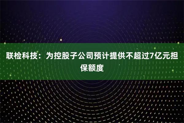 联检科技：为控股子公司预计提供不超过7亿元担保额度
